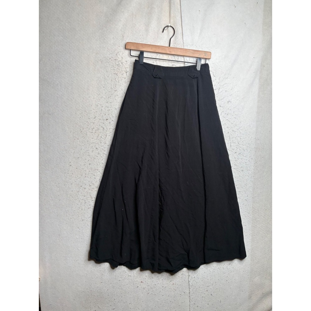 New Frontier Clothing Co Black Rayon Maxi Skirt Vintage Style Made in USA Small